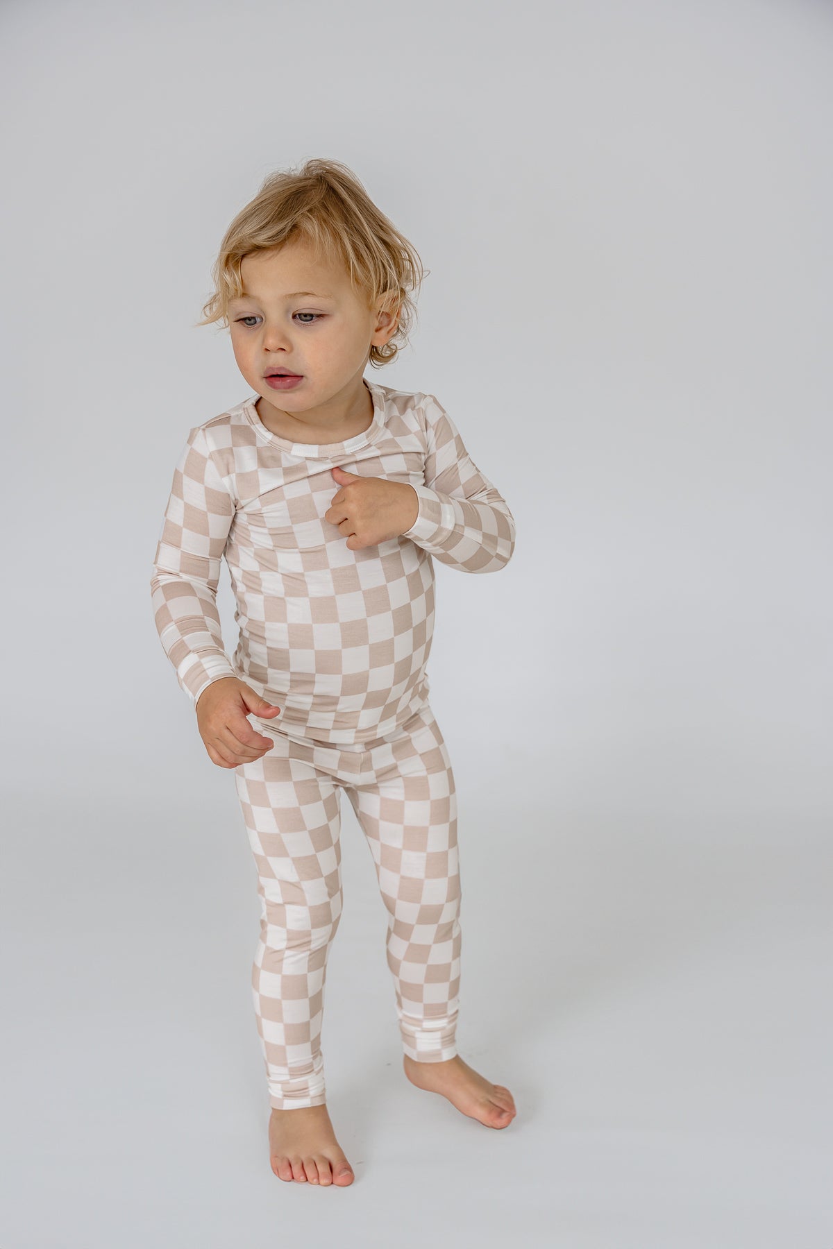 Toddler PJs -Beige Checkers